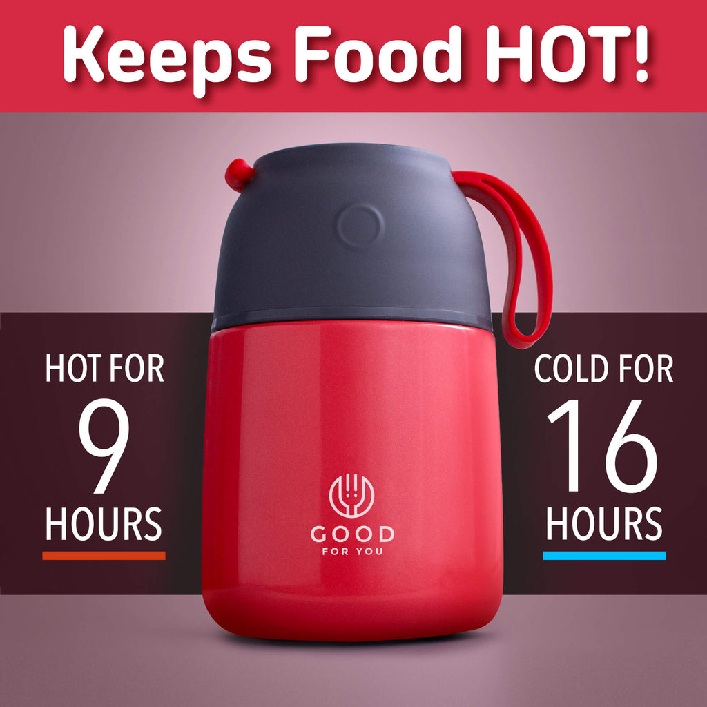 Insulated BPA-Free Kids Food Flask 530ml – Hot Lunches | Red