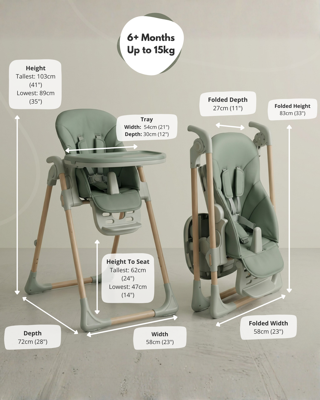 Flare Foldable High Chair - Green
