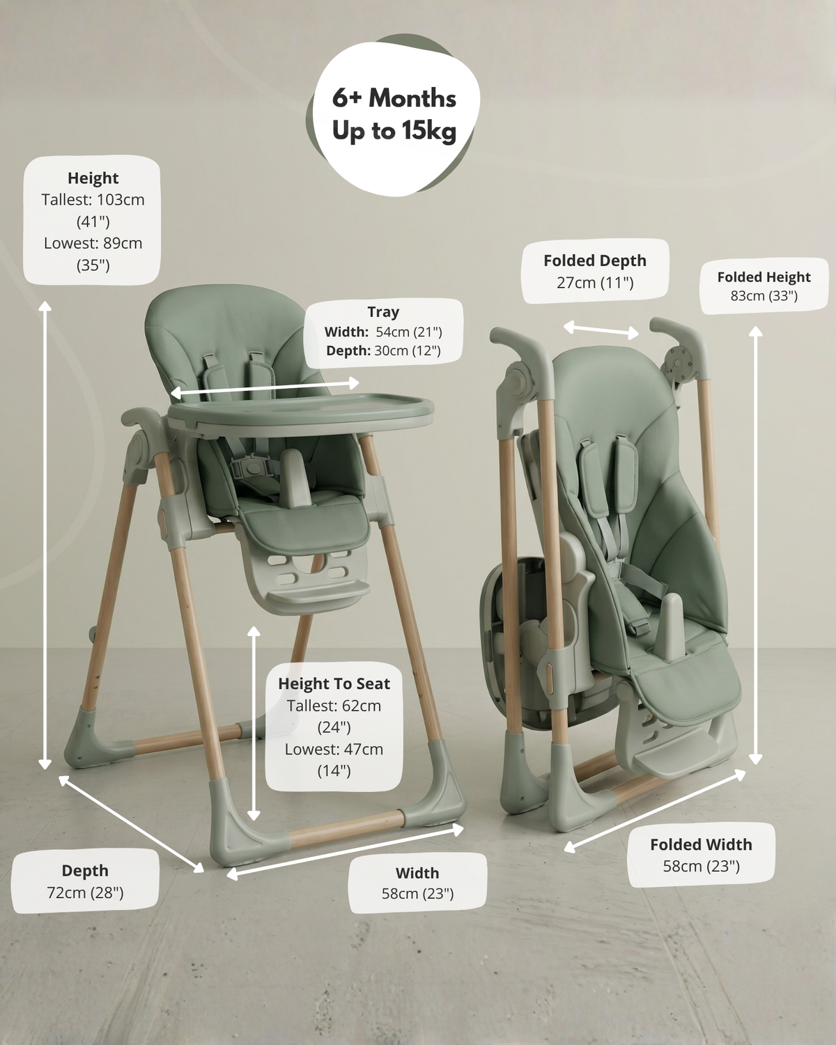 Flare Foldable High Chair - Green