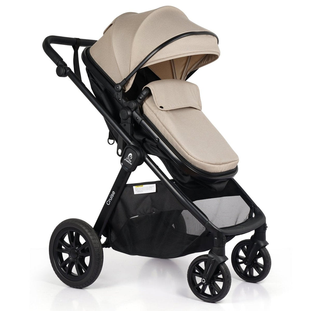 For Your Little One Cruise 3 In 1 Travel System With Car Seat And ISOFIX Base - Dune Beige (Free Cupholder And Seat Liner Included!)
