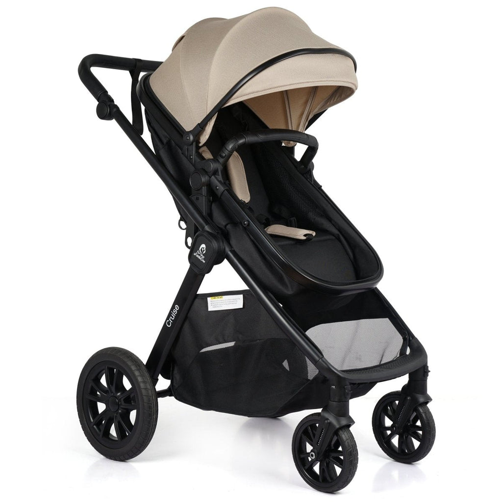 For Your Little One Cruise 3 In 1 Travel System With Car Seat And ISOFIX Base - Dune Beige (Free Cupholder And Seat Liner Included!)